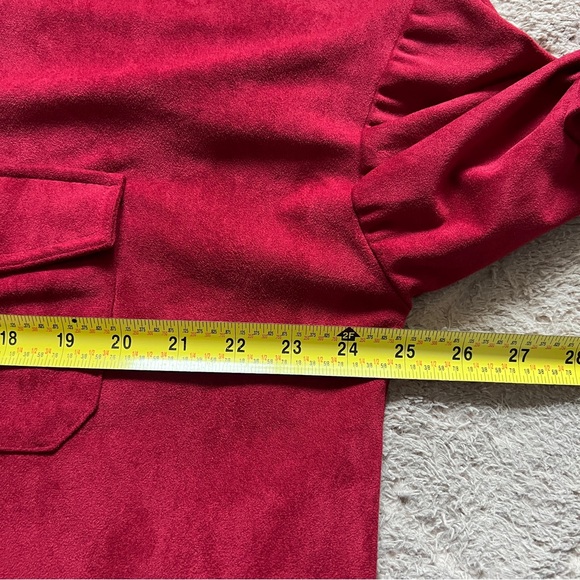 Umgee Red Faux Suede 3/4 Sleeve Blouse Women’s Size XL - Picture 6 of 8